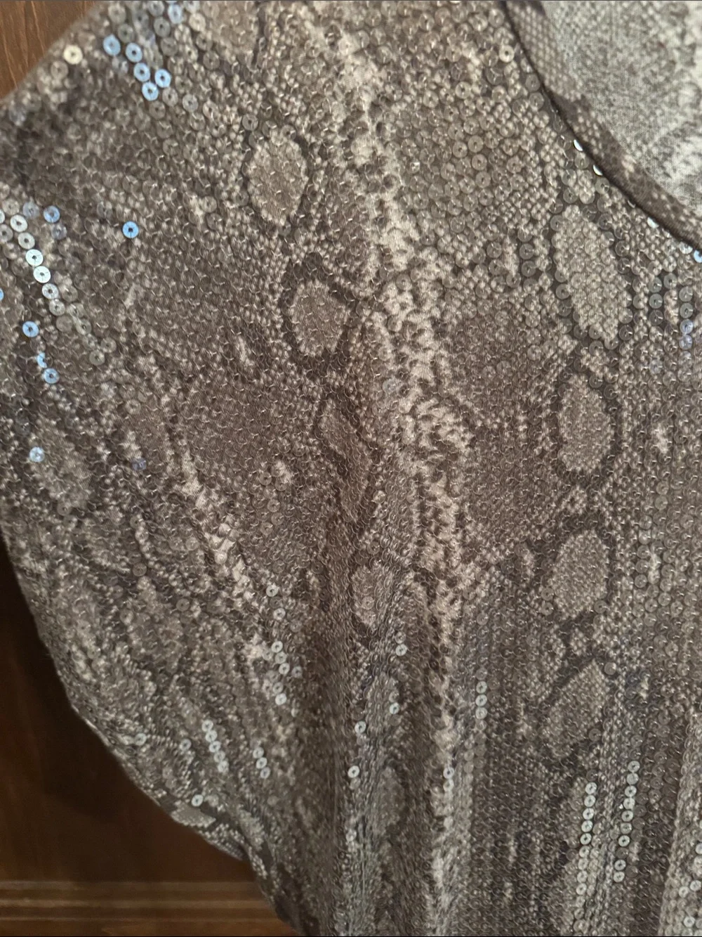Michael Kors Gray Snake-Print Sequin Mini Dress